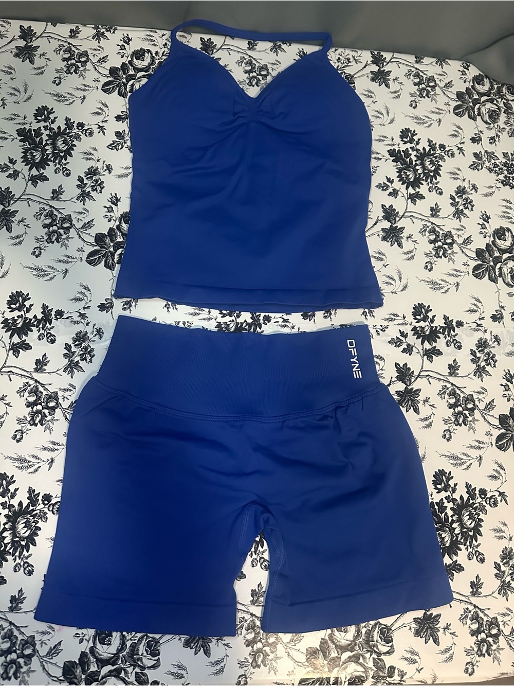 DFNE Electric Blue Tank Top & High-Waist Shorts - Picture 1 of 3